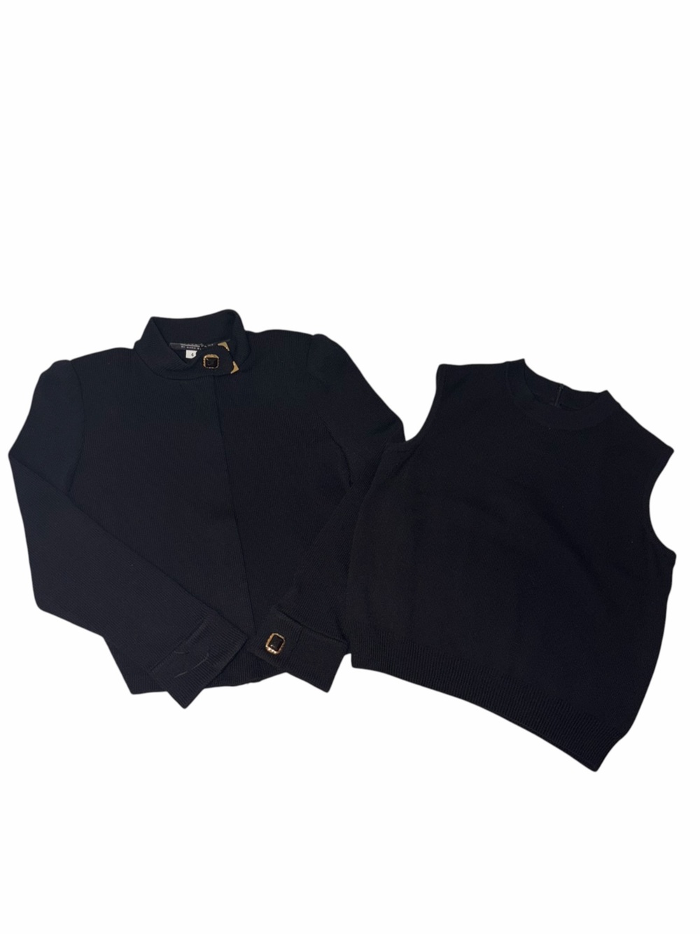St. John Collection Black Santana Knit Mockneck Jacket Shell Set Small 4 Capsule